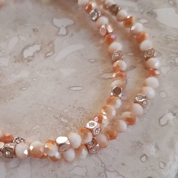 Fossil Delicate Peach & Cream Bead Bracelet - Picture 3 of 9